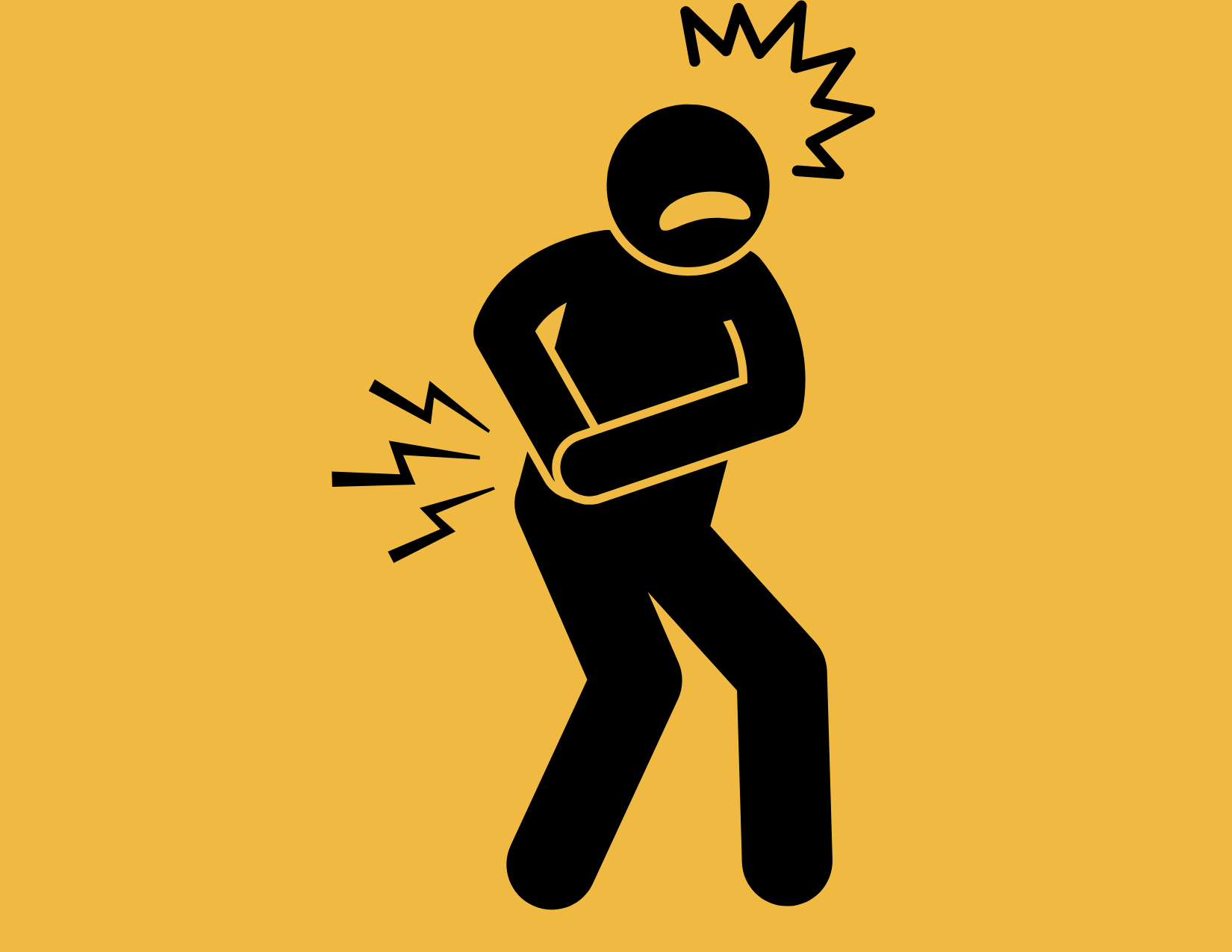 "Cartoon of a person experiencing mysterious pain, highlighting the importance of addressing unexplained aches. Don&rsquo;t ignore your body&rsquo;s signals&mdash;visit Cornerstone Health to understand and relieve your pain quickly."